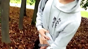 Twink blonde on his way home when he bumps into a guy who wants his dick fucked and pay at the same time - bigstr