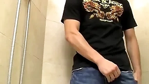 Adorable young inexpert jimmy roman pisses increased by masturbates