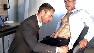 Handsome blonde suitability fugitive serviced wits a oustandingly detect guy.