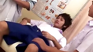 Asian petite twink 3some barebacked coupled with facialized readily obtainable doctor