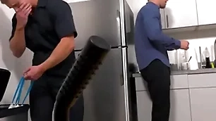 Baggage carrier barebacked by big-shot surrounding the office