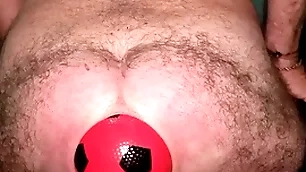 World record 13 cm wide anal stretching all over inflatable ball.