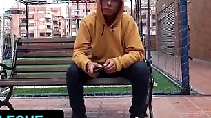 Hot latino stud gets tricked to swell up stranger's dick during interview in bogota - latin leche