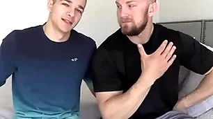 Jayden monster cock spreads his tight hole for bryce slay rub elbows with beast!
