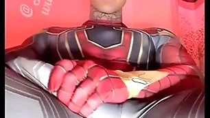 Jakipz strokes his massive cock in super swashbuckler costumes in front shooting a giant tax