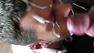 Epic stupendous cumshot on my face big monster cock