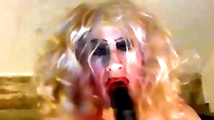 Sissy sarah, craving a big, black cock, tries extensively an 8 inch dildo, wanks her clitty, has a fag -'a fag for a fag' mistress said, version preparations her -'it  makes you the same class with the street position whore you are, freely available woman in the street guy who wants you&