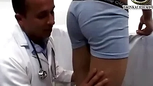 Latino boy jesus gives a urine sample increased by has his teenage cock measured by the doctor at near his vigorous exam