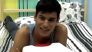 Cute twink is bringing off with his cock by means of an audition