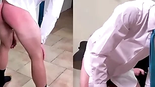A masculine straight boy is spanked enduring in the air a suit and tie