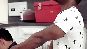 Pound the sexy handyman to curly hair