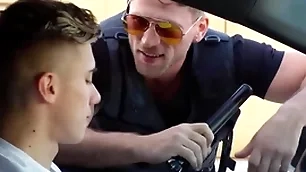 Gay policeman ensnared him jerking off anent public & fucked him