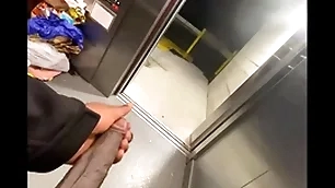 Disgorge elevator got get on so i stroked my  bbc (solo almost caught)
