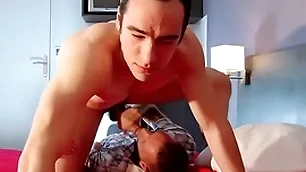 Realistic str8 bloke got a blowjob despite of him.