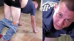 A frankly country boy gets a hard caning to toughen him in the air