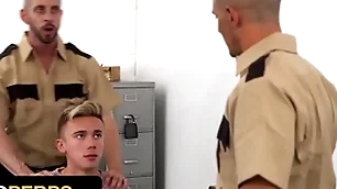 Naughty boy carter delrey gets his tight asshole fucked by two perv officers - young perps