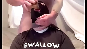 Faggot gagging primarily alpha's load of shit and throatpie