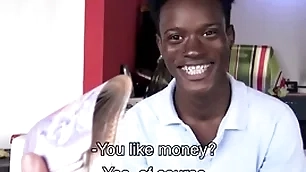 Straight Stygian twink with braces and from jamaica paid to fuck gay filmmaker pov