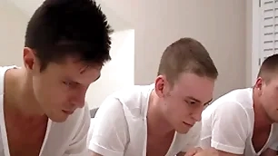 Ecclesiastic boys have hard threesome sex after their prayer
