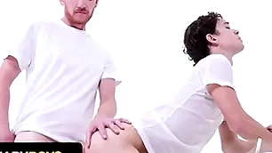 Bishop brody kayman whips his giant cock out of doors and makes inept teen suck hose down - missionary boys