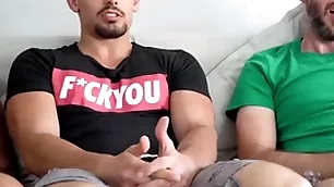 Straight guy get it anent by his jubilant friends