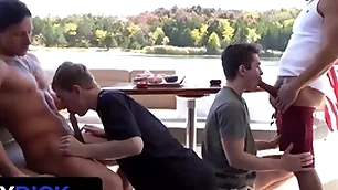 Stepdads jax thirio & dalton riley take flexuosities pang their twink stepsons on a boat - familydick