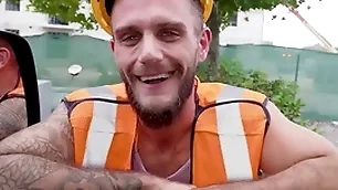 Construction worker gets played and gets sucked by a man instead be required of a woman