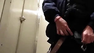 Bathroom stall blowjob