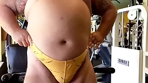 In person bull grandpa cums at one's fingertips the gym