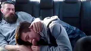 Twink step son plus his step dad fuck in a difficulty thither butt of their car during driving practice