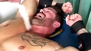 Muscular hunk endures villeinage with the addition of torment on half naked body