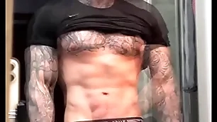 Stroking my Herculean cock and flexing for you before cumming