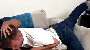 The stepson begs for mercy, but the horny stepdad furiously shoves his cock into boy's tight hole